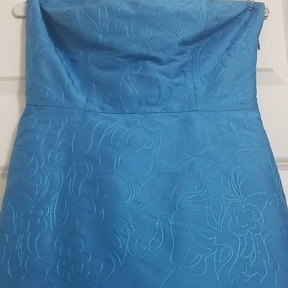 Ann Taylor Turquoise Strapless Silk Dress - Picture 2 of 6